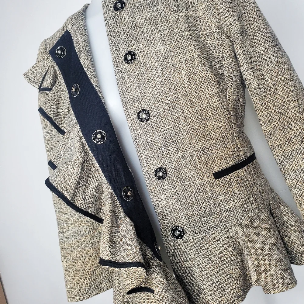🚫SOLD - RED Valentino RARE Ruffled Tweed Blazer Jacket - Picture 6 of 14